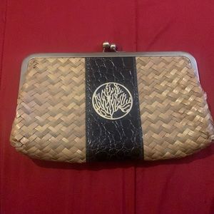 Mud Pie Bags Straw Clutch With Gold Coral